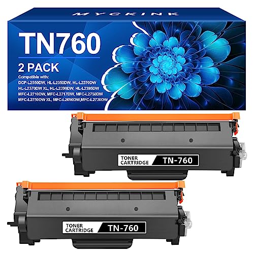 MYCKINK TN760 Toner Cartridge Replacement Compatible for Brother TN760 TN-760 TN 760 TN-730 TN730 Toner for Brother Printer MFC-L2710DW MFC-L2750DW HL-L2350DW HL-L2395DW DCP-L2550DW (2-Black)