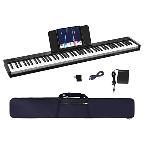 KONIX 88 Key Piano Keyboard, Beginner Electric Keyboard Piano with Full Size Semi Weighted Keys, Portable Electric Piano Keyboard Include Sustain Pedal, Power Supply and Piano Bag