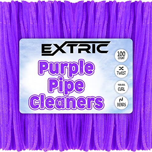 Pipe Cleaners- 100Pc. Pipe Cleaner Purple Pipe Cleaners-Chenille Stems, Pipe Cleaners Craft, Fuzzy Sticks Great Craft Supplies DIY Art & Craft Projects| 6mm x12 inch
