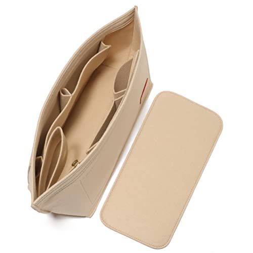 KESOIL Purse Organizer Insert for Handbags & Base Shaper, Felt Bag Organizer for Tote, with 2 Sizes, Compatible with Neverfull Speedy and More (MM, Felt-Beige