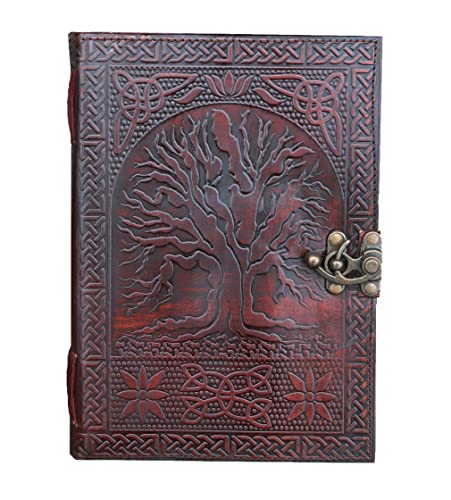 Jaald 25 cm Blank Book Tree of Life grimoire leather journal book of shadows spell book leather diary journal notebook sketchbook for artists