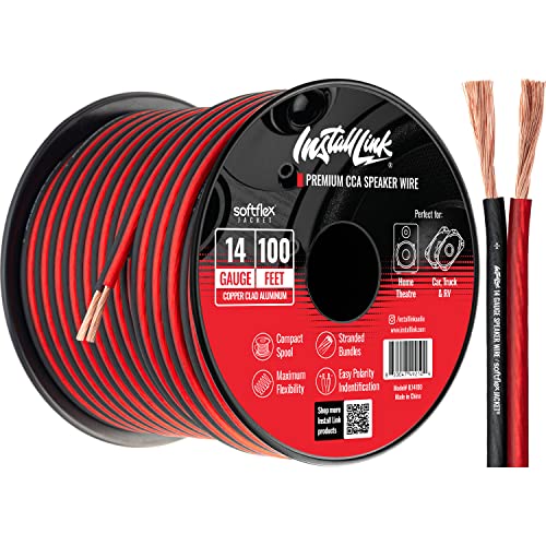 Install Link 14 Gauge Speaker Wire for Car, Home or RV Audio Cable, 100ft, CCA