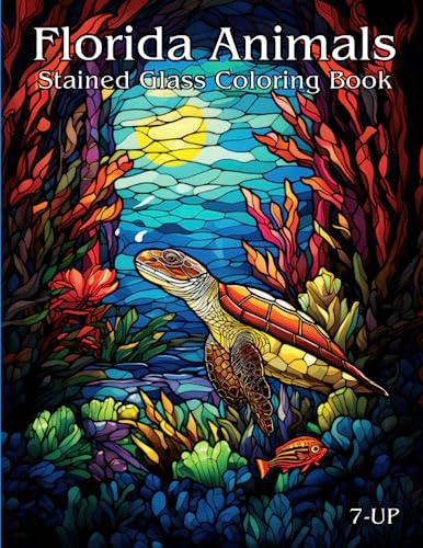 Florida Animals Stained Glass Coloring Book Ages 7-Up