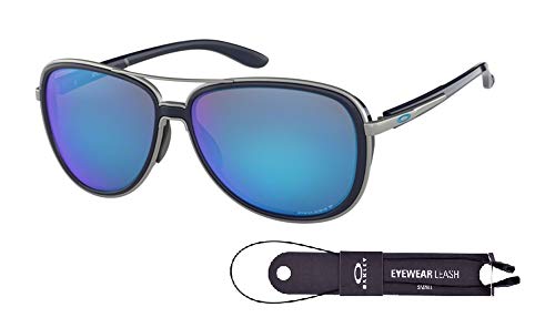 Oakley Split Time OO4129 412907 58M Navy/Prizm Sapphire Polarized Sunglasses For Men For Women+BUNDLE Accessory Leash Kit+ BUNDLE with Designer iWear Care Kit