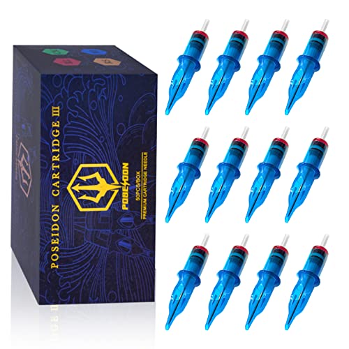 POSEIDON V3 Tattoo Cartridge Needles 50PCS Mixed Size Steriled Needles with Membrane Safety Cartridges Round Shader Mixed 3RL 5RL 7RL 9RL 11RL (50pcs #12 Standard RL)