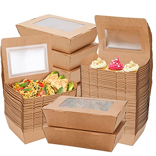 Kaderron 40 Oz Take Out Food Containers (50 Pack) Disposable Kraft Paper Food Container Takeout Box