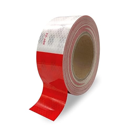 DOT-C2 Reflective Tape 2 Inch x 100 Feet Red White Reflective Tape Outdoor Waterproof Conspicuity Strong Adhesive Reflector Tape Warning Safety Reflective Tape for Vehicles Trailers Boats Signs