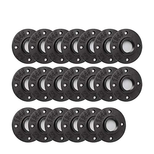 3/4" Floor Flange, Home TZH 20Pack 4 Bolt iron Pipe Flange for Industrial vintage style, Flanges with Threaded Hole for DIY Project/Furniture/Shelving Decoration  (20, 3/4")