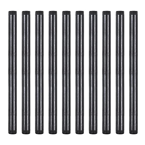 Niubid 10 Pack 3/4 Inches x 14 Inches Black Malleable Steel Nipples Fitting, DIY Steampunk Industrial Vintage Style.