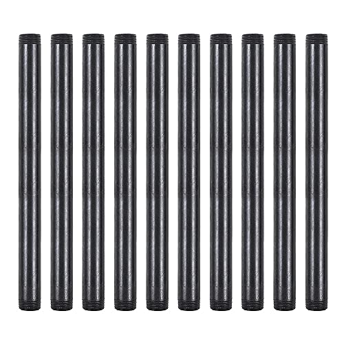 Niubid 10 Pack 3/4 Inches x 12 Inches Black Malleable Steel Nipples Fitting, DIY Steampunk Industrial Vintage Style.