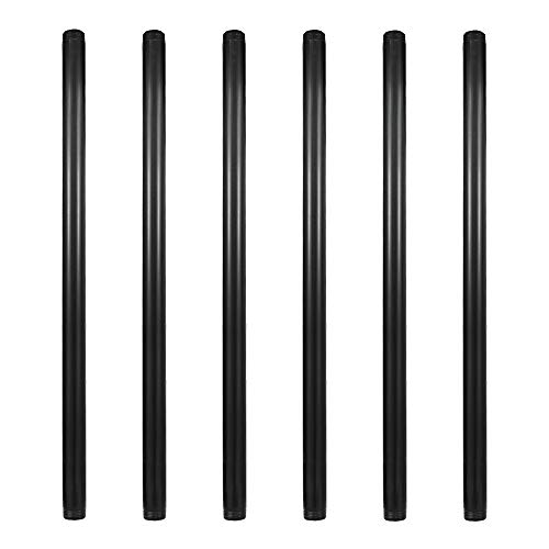 GeilSpace 6 Pack 3/4"  24" Pre-Cut Black Metal Pipe, Industrial Steel Fits Standard Three Quarters Inch Black Threaded Pipes and Fittings - Vintage DIY Industrial Shelving (3/4"  24", Black)