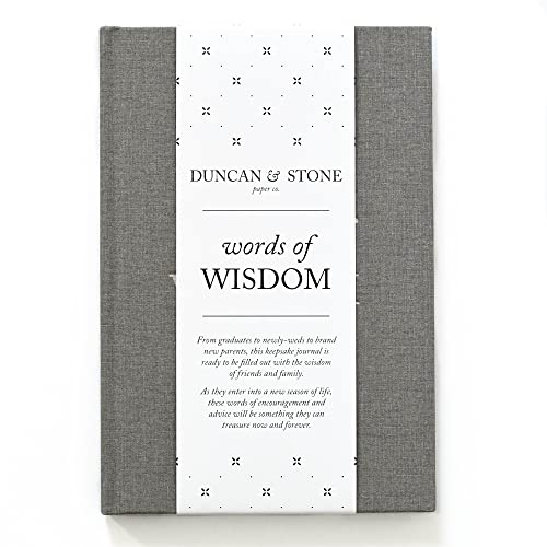 DUNCAN & STONE PAPER CO. Words of Wisdom Journal (Taupe, 109 Pages)  Blank Guest Book for Bridal Shower/Bachelorette/Graduation - Keepsake Diary Notebook to Share Experiences