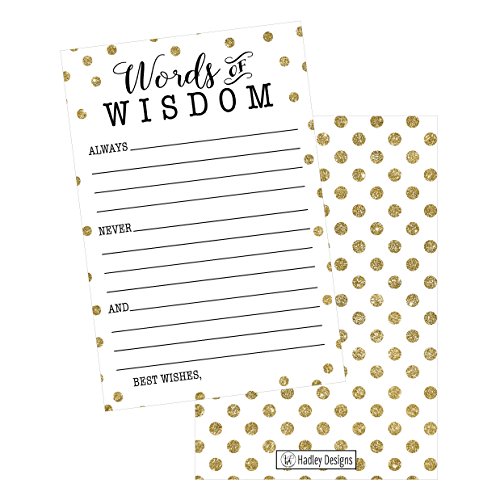 50 Gold Dot Words of Wisdom Advice Cards, Use As Graduation Advice Cards, Marriage or Wedding Advice Cards, Guest Book Alternative, Bridal or Baby Shower Party Games, Boy or Girl Baby Predictions