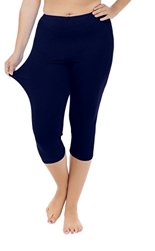 Cheapestbuy Women's Plus Size Capri Leggings Lightweight Soft Crop Leggings Basic Capris Yoga Pants Navy