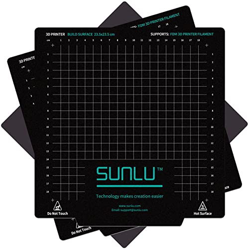 SUNLU Magnetic Build Surface, Good Adhesion, 3pcs Flexible Removable Build Platforms for 3D Printers Ender 3 5 T3, Heated Bed Cover, 9.25x9.25inchs (235x235mm), 2 Coating Surface+1 Base Sticker Sheet