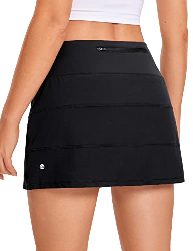 CRZ YOGA Women's Lightweight High Waisted Tennis Skirts A Line Athletic Workout Running Sports Golf Skorts with Pockets Black Small