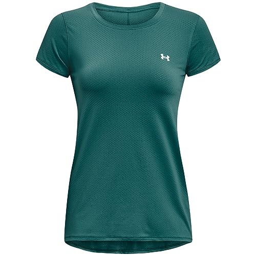 Under Armour Women's Standard HeatGear Short-Sleeve T-Shirt, (722) Coastal Teal / / Iridescent, Large