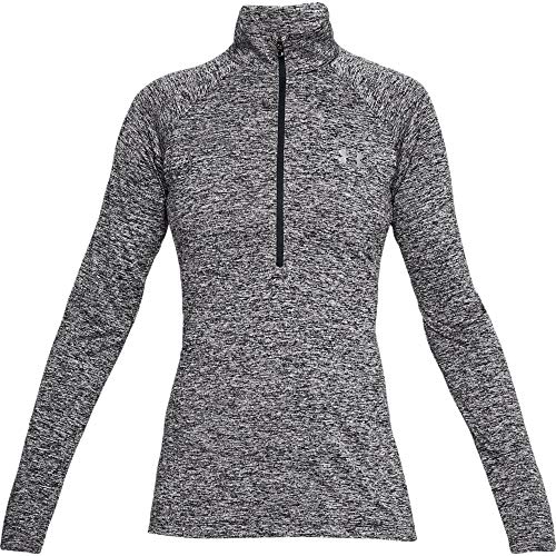 Under Armour Women's Tech Twist  Zip Long-Sleeve Pullover , Black (001)/Metallic Silver , Large