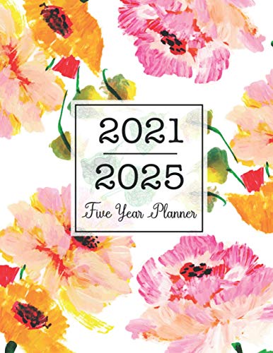 5 Year Monthly Planner 2021-2025: Five Year Monthy Planner Large 8.5x11, 60 Months Calendar with Holidays, 5 Year Appointment Book, Business Planners, ... Logbook and Journal | Floral Watercolor Cover