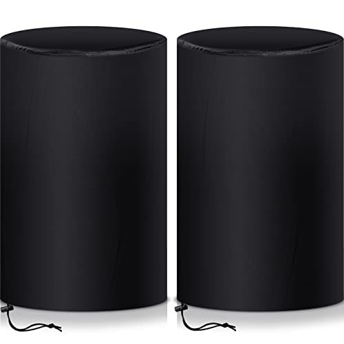 55 Gallon Drum Cover, 210D Oxford Cloth Water Storage Barrel Cover, 25 x 37 Inch Outdoor Waterproof Rain Snow Bucket Cover with Drawstring, UV Protection, Anti Dust (2 Pcs)