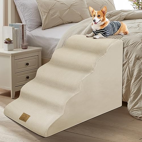 23 Inch Extra High Foam Dogs Stairs,Large Dog Steps Stairs for Joint Injury,Old,Short Leg Pets to Reach Couch Bed,Gentle Slope Friendly for Dogs Cats-Machine Washable,Gift 1 Lint Roller Set