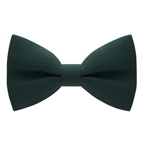 Bow Tie House Men's Classic Pre-Tied Bow Tie Formal Solid Tuxedo (Large, Dark Green)