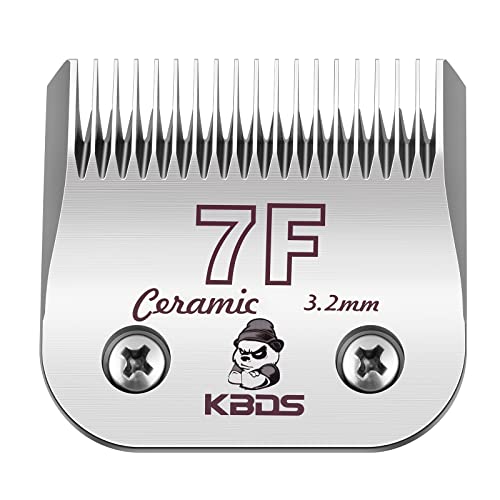 KBDS Detachable Ceramic Pet Clipper Blades,Size-7F,Compatible with Most Andis,Oster,Wahl A5 Clippers,Made of Ceramic Blade Cutter and Carbon Steel Blade,1/8'' Inch 3.2mm Cut Length, 7F Blade