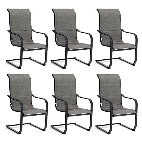 Sophia & William Sling Rocking Patio Chairs, 6 PCS Padded Spring Motion Chairs for Outside, Heavy Duty Patio Dining Chair Support 300lbs