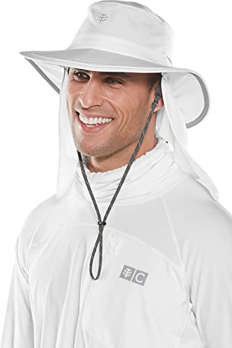 Coolibar UPF 50+ Unisex Convertible Boating Hat - Sun Protective (Medium/Large- White)