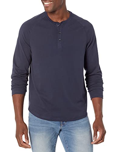Amazon Essentials Men's Regular-Fit Long-Sleeve Henley Shirt (Available in Big & Tall), Navy, X-Large