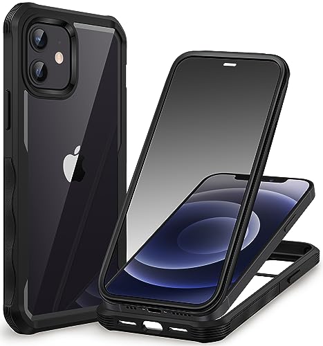 CENHUFO iPhone 12 Case/iPhone 12 Pro Case, with Built-in Anti Peep Tempered Glass Privacy Screen Protector Full Body Shockproof Cover Spy Privacy Cell Phone Case for iPhone 12/iPhone 12 Pro -Black