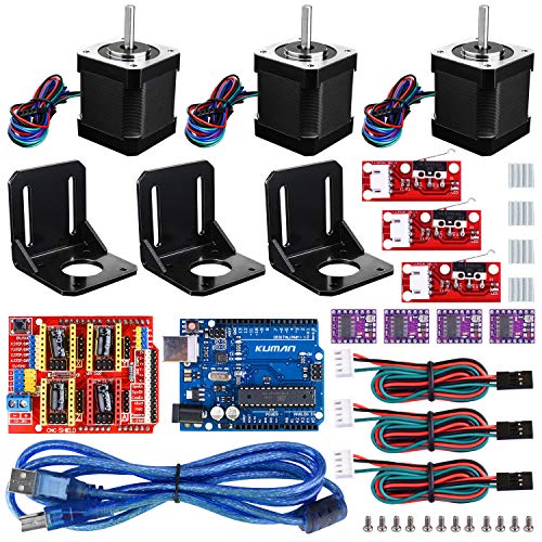 Kuman Professional CNC Kit for arduino, GRBL CNC Shield +Kuman Board + RAMPS 1.4 Mechanical Switch Endstop + DRV8825 A4988 GRBL Stepper Motor Driver with Heat Sink + Nema 17 Stepper Motor