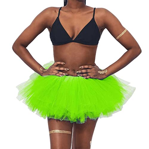 Victray Women Ballet Dance Skirt Tulle Tutu Skirts Layered Tutu Skirt Party Rave Tutus Festival Costume (Green)