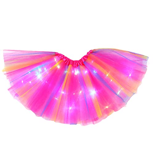 Victray Girls LED Tutu Skirt Ballet Tutu Skirts Light Up Tutu Skirt Party Festival Costume (Rose)