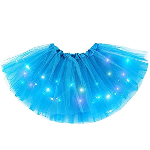 Nicute Women's LED Tutu Skirt Light Up Tutus Layered Tulle Ballet Dance Skirt Sparkly Party Tutu Costume for Women and Girls (Blue)