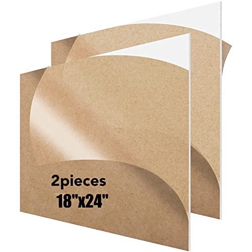 Plexiglass Sheets 1/8 inch Thick,2-Pack 18x24 Plexiglass Sheet,Cast Acrylic Sheet 1/8 for Laser,Clear Acrylic Plexiglass Sheet for Signs,Craft,Display Case,Shelves,Wedding Party Signage,DIY Project