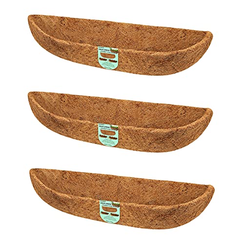 ROMXECZ 3 Pack Coco Liner, 30 in Coconut Trough Fiber Replacement Liner,Garden Wall Basket Planter Liner for Window Box Decks, Gardens, Vegetable Flower Pots, Flow Boxes, Basket Planters(30)