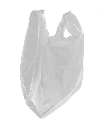 Homerite Grocery Shopping Plastic T-shirt Bags Plain 12" x 7" x 21" (White, 1000)