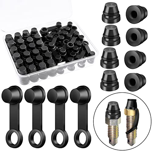 120 Pcs Rubber Grease Fitting Caps Brake Bleeder Screw Caps Bleeder Valve Caps Rubber Dust Cover with Keeper for Cars and Motorcycle