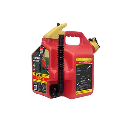 SureCan 2 Gallon Type-II Safety Gasoline Container is the One Can for Work, Home, and Play, has a Flexible Rotating Spout, Self-Venting, Safety Fill Cap, Total Flow Control, Spill-Free Design gas can, Easy to Use, 3-Year Warranty, Red