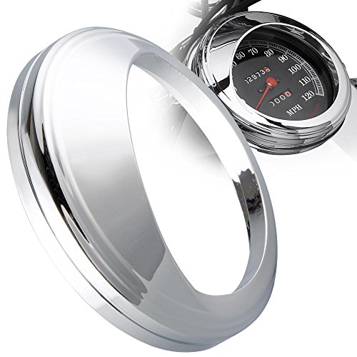 KiWAV 5 inch Speedometer Gauge Tank Mounted Cover Trim Ring Bezel Aluminum Chrome compatible for Harley-Davidson