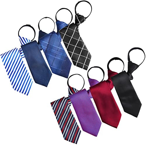 Geyoga 8 Pieces Zipper Tie for Men Pre tied Necktie Zip Tie for Men Boys (Stylish Color)