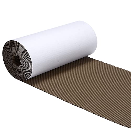 Geyoga 12 x 197 Inch White Single Face Corrugated Cardboard Roll B Flute Shipping Corrugated Roll Paper Corrugated Wrap for Packing, Storage, Shipping, DIY