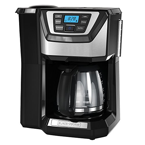 BLACK+DECKER 12-Cup* Mill and Brew Coffeemaker, Black/Stainless Steel