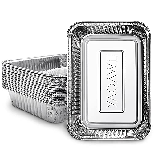 YAOAWE 15 Pack Aluminum Drip Pans, Compatible with Weber Grills, Grill Grease Tray, Disposable BBQ Pan Liner, 8.5" x 6"