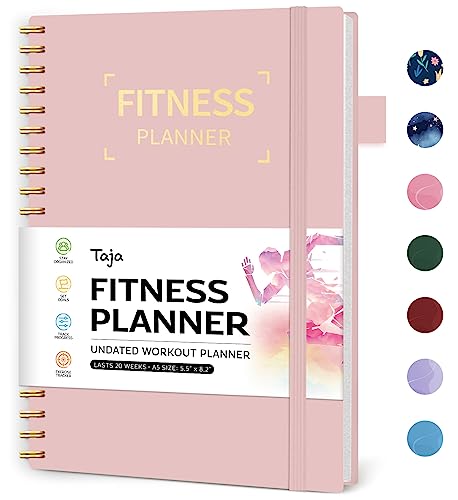 Fitness Workout Journal for Women & Men, A5(5.5" x 8.2") Workout Log Book Planner for Tracking, Progress, and Achieving Your Wellness Goals-Pink
