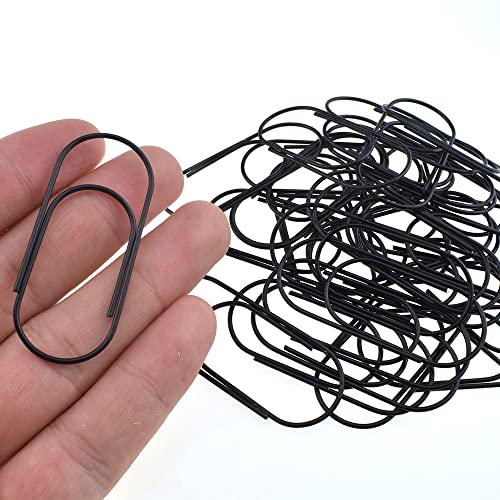 HAHIYO Paper Clips 2 inches (50mm) Length Black Wide Paperclips Vinyl Coated Prevent Scratching Tearing The Pages Sturdy for Bookmark Organize Home Office School 30 Pack