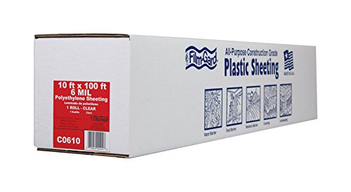 Film-Gard 626033 Construction Plastic Sheeting 10' Width X 100' Length X 6 mil Thick, Clear, 1 Count