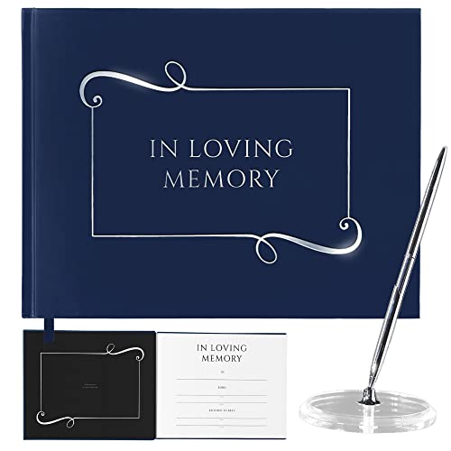 in Loving Memory Funeral Guest Book, Funeral Guestbook with Pen, Memorial Service Guest Book, Memorial Guest Book, Memorial Book, Funeral Book, Signature Book, Navy Funeral Book Guest