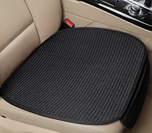 Car Seat Covers Cushion Pad, 2Pcs Bottom Seat Covers for Cars, Super Breathable, Warm in Winter and Cool in Summer, Anti-Slip, Storage Bags, Universal Front Seat Covers Fit for Most Sedans(2Pcs Black)